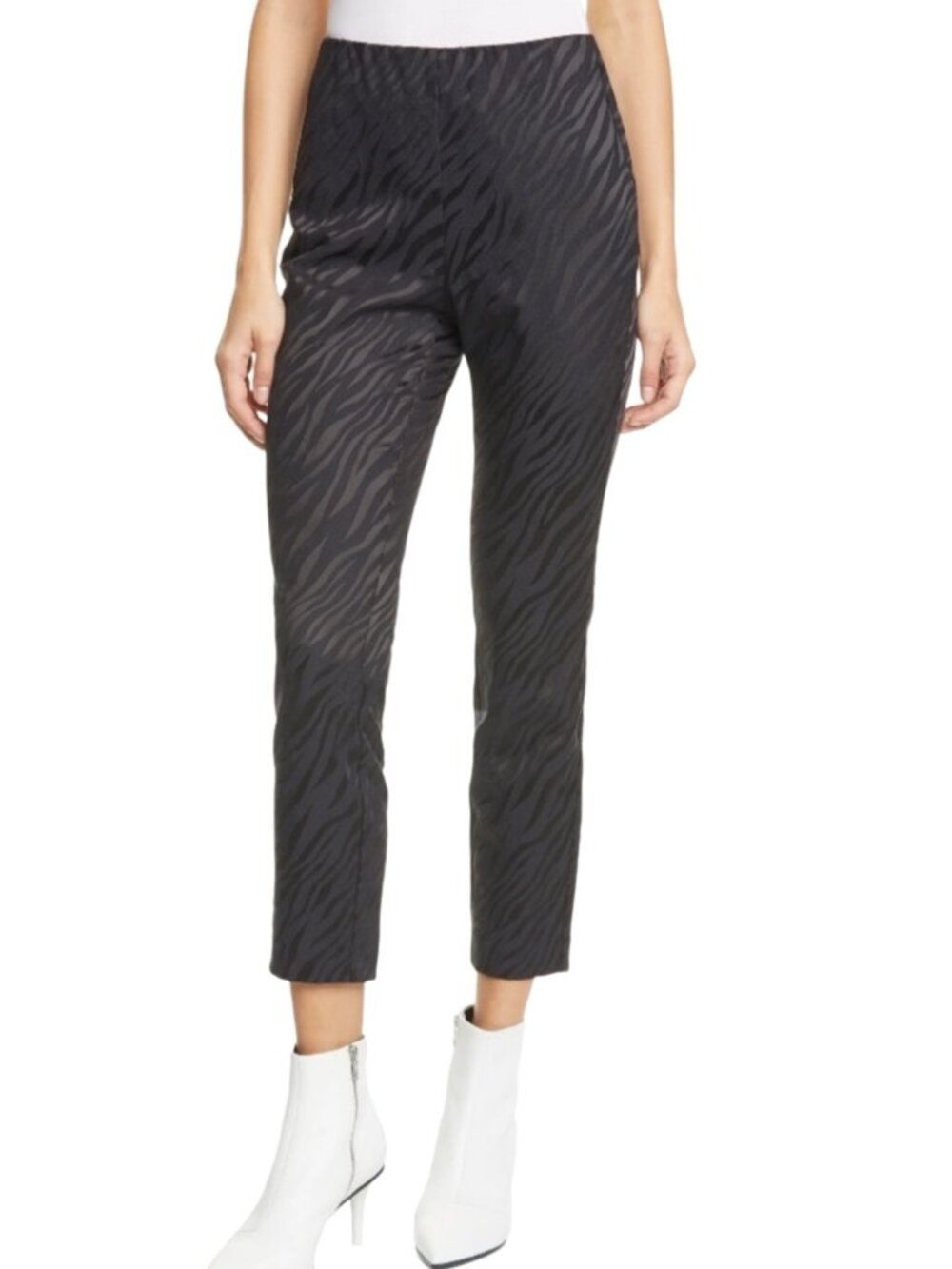 rag & bone Simone Zebra Jacquard Black Ankle Slim Pant